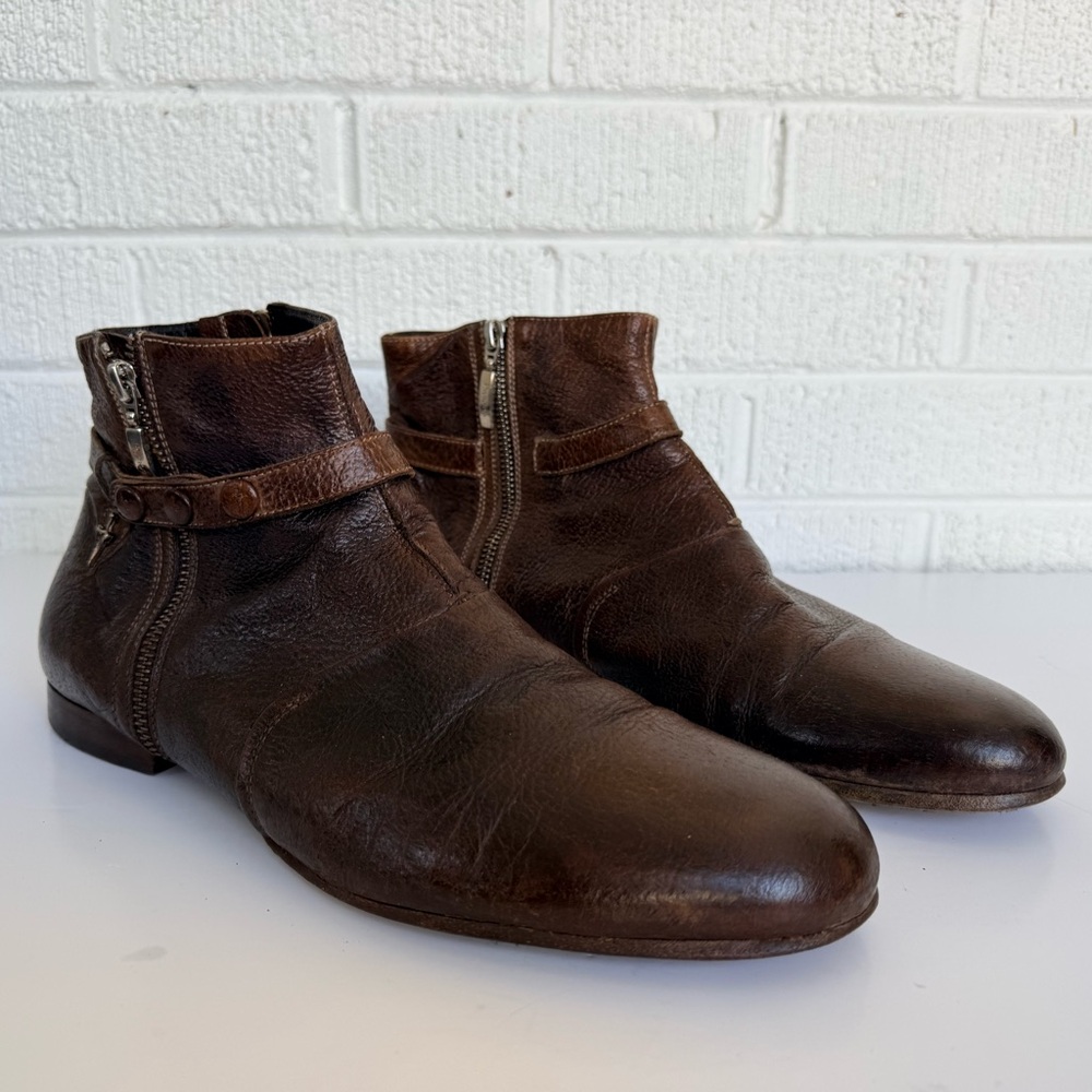 Men's Leather Ankle Boots - Brown
